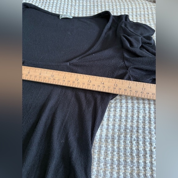 Free People Ava puff sleeve bodysuit black ribbed size medium - Picture 10 of 12